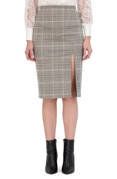 Ookie & Lala Front Slit Pencil Skirt In Olive/ivory