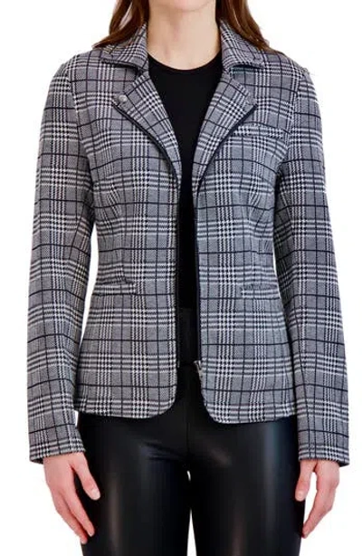 Ookie & Lala Glen Plaid Notch Lapel Full Zip Blazer In Multi