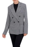 Ookie & Lala Houndstooth Double Breasted Blazer In Black