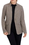 Ookie & Lala Houndstooth Inverted Notch Lapel Blazer In Gray