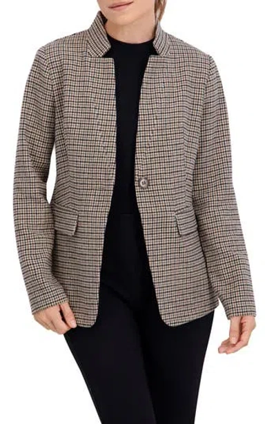 Ookie & Lala Houndstooth Inverted Notch Lapel Blazer In Gray