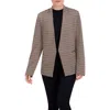 Ookie & Lala Houndstooth Open Front Blazer In Gray