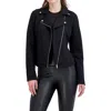 Ookie & Lala Linear Knit Moto Jacket In Black