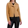 Ookie & Lala Linear Knit Moto Jacket In Brown