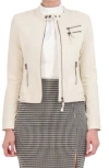 Ookie & Lala Mixed Media Moto Jacket In Off White