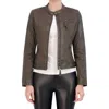 Ookie & Lala Mixed Media Moto Jacket In Olive