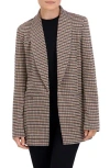 Ookie & Lala Oversize Houndstooth Shawl Collar Blazer In Brown