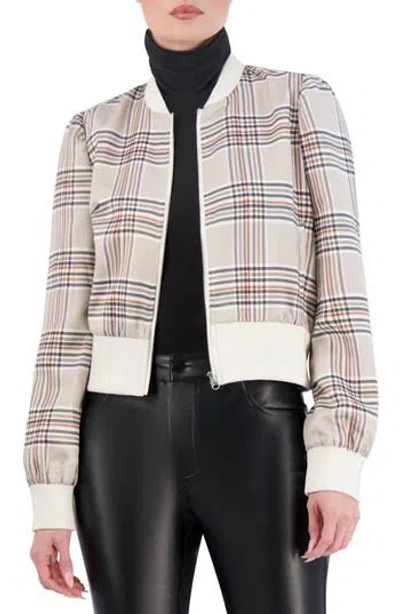 Ookie & Lala Plaid Bomber Jacket In Neutral