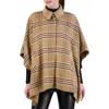 Ookie & Lala Plaid Brushed Knit Cape In Camel/black