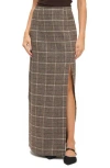 Ookie & Lala Plaid Front Slit Maxi Skirt In Multi