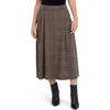 Ookie & Lala Plaid Pleated Midi Skirt In Brown