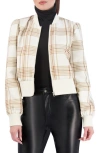 Ookie & Lala Women's Satin Bomber Jacket In Cream