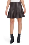 Ookie & Lala Supersoft Faux Leather Flounced Miniskirt In Brown