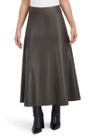 Ookie & Lala Supersoft Faux Leather Geo Seam Maxi Skirt In Green