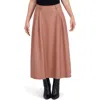 Ookie & Lala Supersoft Faux Leather Pocketed Maxi Skirt In Brown