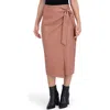 Ookie & Lala Supersoft Faux Leather Side Tie Midi Skirt In Brown