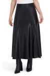 Ookie & Lala Supersoft Geo Stitch Faux Leather Maxi Skirt In Black