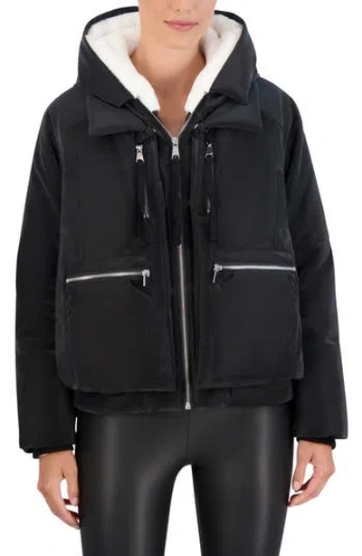 Ookie & Lala Utility Hooded Jacket With Faux Fur Lining In Black