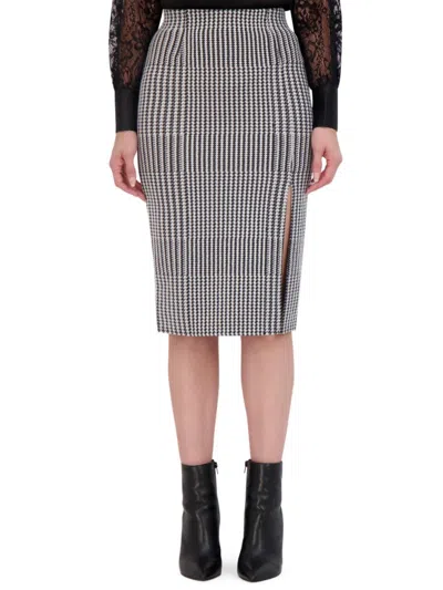 Ookie & Lala Women's Front Slit Pencil Skirt In Black White