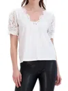 OOKIE & LALA WOMEN'S LACE SLEEVE SOLID TOP