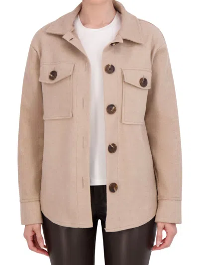 Ookie & Lala Women's Military Shirt Jacket In Camel