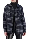 Ookie & Lala Women's Plaid Shirt Jacket In Navy White