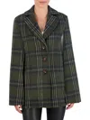 Ookie & Lala Women's Plaid Wool Blend Cape Jacket In Olive Camel