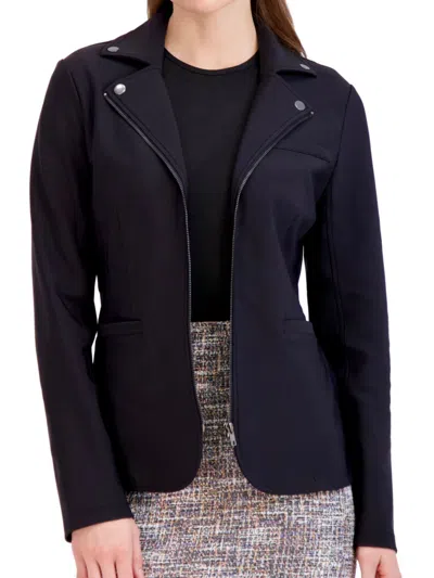 Ookie & Lala Women's Zip Up Knit Scuba Jacket In Black