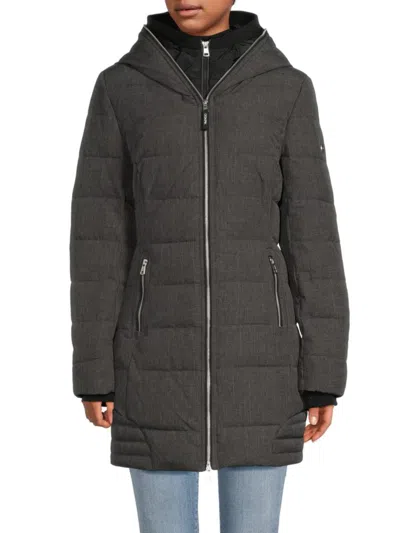 Ookpik Women's Sky Dual Layer Puffer Coat In Charcoal