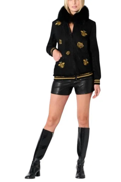 Oolala Bee Denim Jacket In Black