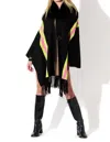 Oolala Bee Embellished Fur Collar Cape In Black In Black