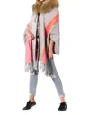 Oolala Bee Embellished Fur Collar Cape In Grey In Grey
