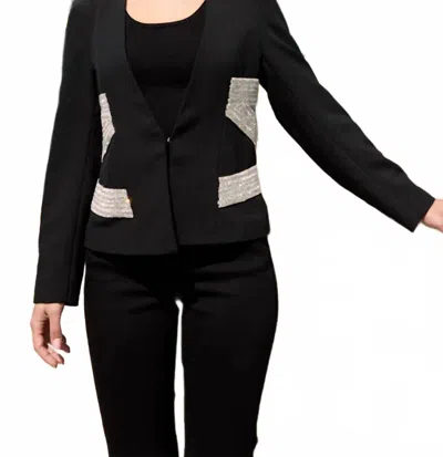 OOLALA BLAZER WITH SEQUIN DETAIL -PLUS IN BLACK