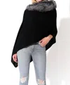 Oolala Cashmere Asymmetrical Poncho In Black In Black