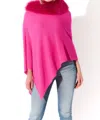 Oolala Cashmere Asymmetrical Poncho In Hot Pink In Pink