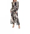 Oolala Chain Pattern Button Front Maxi Dress In Taupe In Black
