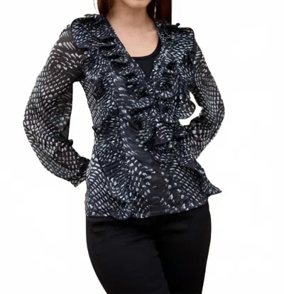 Oolala Chiffon Mesh Top In Black/white