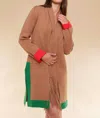 Oolala Contrast Color Duster Cardigan In Cognac In Brown
