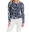 Oolala Contrast Seam Crew Neck Top In Navy In Blue