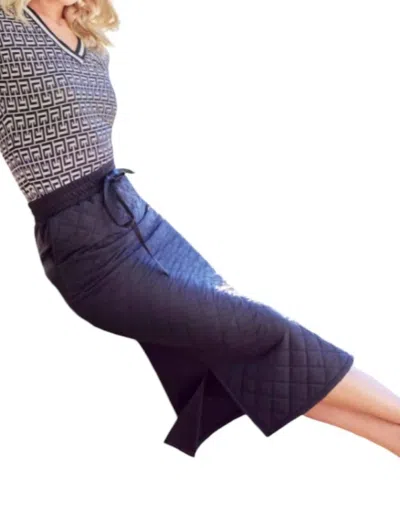 Oolala Copenhagen Quilted Midi Skirt In Black In Blue