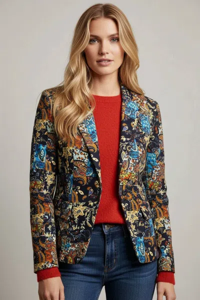 Oolala Etro Double Breasted Blazer Jacket In Multi