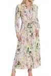 Oolala Floral Button Front Maxi Dress In Ivory In Multi