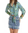Oolala Front Pocket Mini Skirt In Denim Blue In Multi