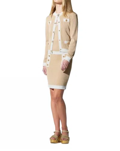 Oolala Lurex Ribbed Knit Cardigan In Tan In Neutral