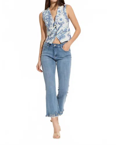 Oolala Paisley Linen Vest In Blue