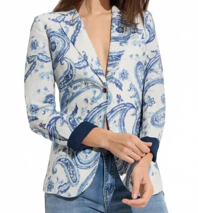 Oolala Paisley One Button Blazer In Blue