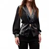 Oolala Patent Chifton Combo Jacket In Black In Black