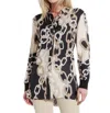 Oolala Printed Tie Button Down Shirt In Taupe In Beige