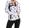 Oolala Printed Zip Front Scuba Mesh Jacket In White/black In Multi