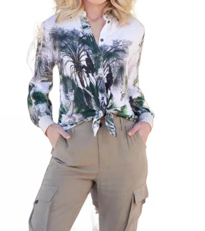 Oolala Safari Print Shirt In Ivory In Multi